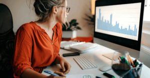 Woman looking for computer screen